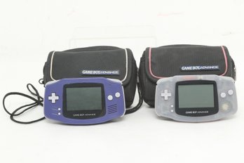 2 Nintendo Gameboy Advanced Handheld Consoles In Travel Cases