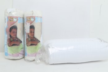 3 Pillow Lot: 2 Snuggle-Pedic Kid Size Bamboo/Shredded Memory Foam & Queen Size Gel Pillow