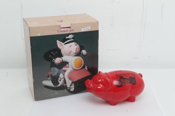 Motorcycle Pig Cookie Jar And Piggy Bank