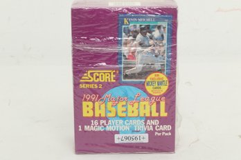 1991 Score Baseball, Factory Sealed Wax Pack Box Series 2