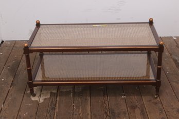 Nininger & Co. Mahogany And Cain With Glass Top Coffee Table