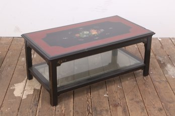 Nininger & Co. Black , Red Coffee Table With Floral And Gold Accents