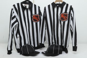 NHL Referee Jerseys Lot Of 2 Size M With Hats