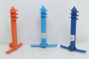 3 Plastic Beach Umbrella Anchors (Lot #2)