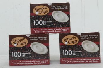 3 Boxes Of Simple Cups Disposable Lids For K-Cups (100/box)