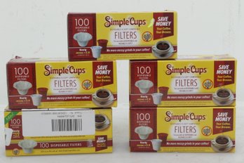 5 Boxes Of 100 Disposable K-Cup Compatible Filters By Simple Cups
