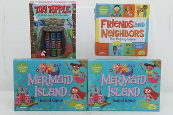 Board Game Lot: 2 Mermaid Island And Friends & Neighbors  & Tiki Topple Game