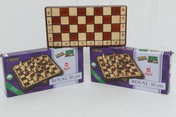 2 New Negiel Royal 30cm Szachy Chess Boards & 1 Without Box