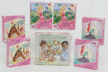 School Aged Children's Puzzels: 6 Disney Princess 48 Pc Puzzles & Connectagons Tree Tops