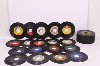 Large Group Of Vintage 45 RPM Records Many Genres