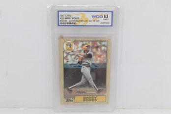 1987 TOPPS BARRY BONDS SIGNED ROOKIE CARD RC AUTO #320 SN /500 WCG 9.5