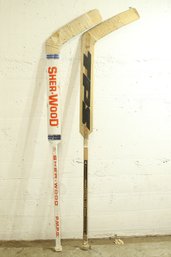 Pair Of Vintage Hockey Sticks Sher-Wood & TPS