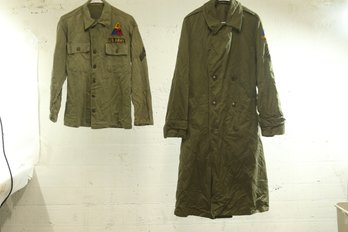 Pair Of Vintage Military Coat And Trench Coat