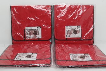 (4) Nylon Pizza Delivery Bags In Red