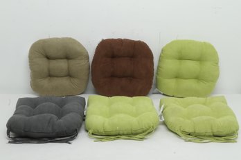 (6) Mixed Color Seat Cushions (Green, Gray, Brown)