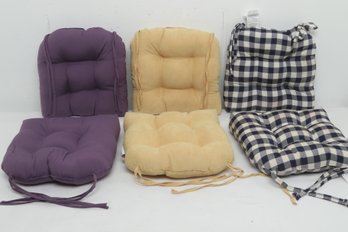 (6) Mixed Color/Pattern Tie Seat Cushions