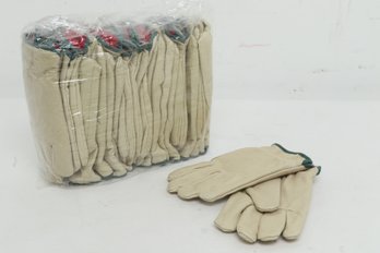 One Dozen Leather Work Gloves Size M