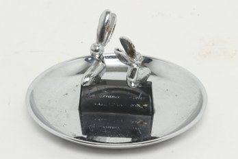 Art Deco Hamilton Products Chrome Plated Ashtray With Pelican Cigarette Holders