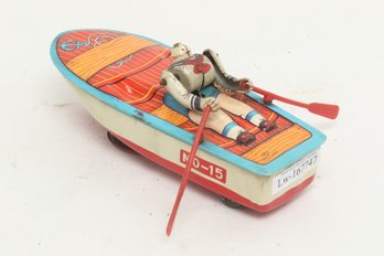 1950-60's KO Osaka, Japan Wind-Up Tin Lithograph Toy Sailor (Popeye? - See Description) Rowing Boat