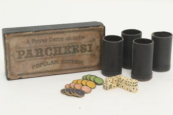Early 1900's Parcheesi Boxed Game Pieces
