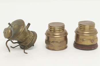 Antique Brass Miners' Carbide Hat Lamp Lantern Parts