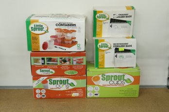 Grouping Of Little Sprout Containers, Cups & Microwavable Sterilizer Bags