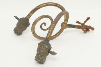 Early 1900 Brass Gas To Electric Conversion Dual Light Sconce