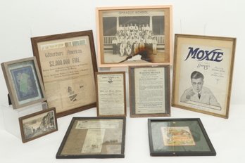 Grouping Miscellaneous Framed Items Many Waterbury Related