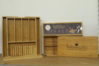 Grouping Of Bamboo Drawer Organizers & In Drawer Knife Block