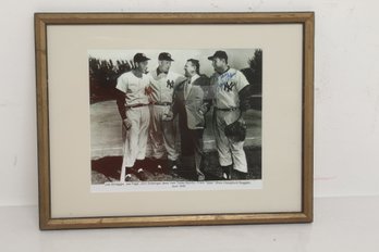 Framed 8x10 Photo With Joe DiMaggio Signed By Spec Shea 14x18 Frame