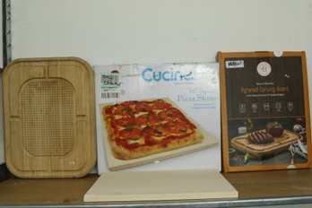 New & Open Box Pyramid Carving Boards & CucinaPro 16' Square Pizza Stone