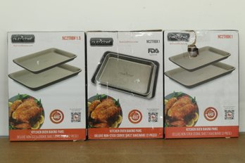 (3) Nutrichef 2pc Oven Baking Pans/Cookie Sheets