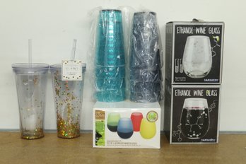 Grouping Of Tumbler Cups & Stemless Wine Glasses