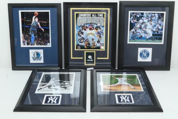 Lot Of 5 Framed Sports Memorabilia Prints 14 X 18