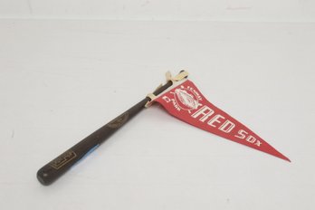 Boston Red Sox's Vintage Mini Pennant And Baseball HOF Mini Bat