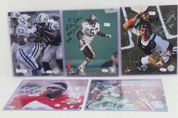 Football And Baseball Signed Photo Lot With C.O.A Stickers
