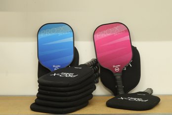 Large Lot Of Scuddles PRO-X Series Pickle Ball Rackets In Pink & Blue