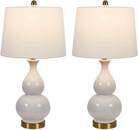 Maxax Sacramento 26 .75 In. White Table Lamp Set With USB (Set Of 2)