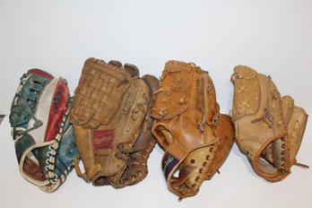 4 Vintage Gloves - Seaver - Cesar Cedeno - Pete Ward - Ernie Banks