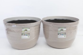 Lot Of 2 Southern Patio Resin Planter 20' X 15' Aqua