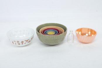 Grouping Of Vintage Pyrex & Home Grown Riviera Van Beers Bowls