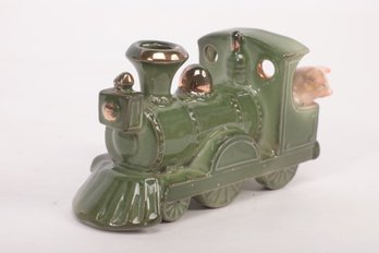 Antique German Pink Faring Pig On Train