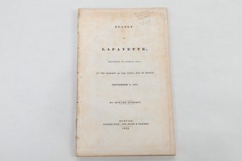 Revolutionary War: Edward Everett Eulogy On Lafayette 1834 Pamphlet