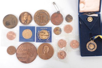 Group Of Vintage Bronze Medallions Coins