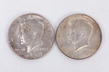 2 Kennedy 1/2 Dollars (1967 & 1968) 40% Silver