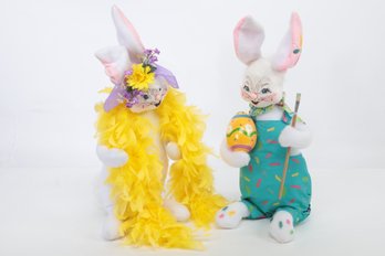 2 Large Vintage AnnaLee Easter Bunny Figures/Dolls