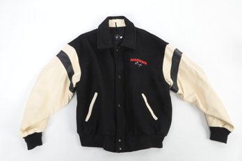 1990s Motown Cafe Leather & Wool Baseball Jacket (Large)