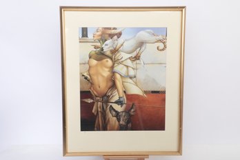 Large Vintage Michael Parkes 'stalking' Framed Print Art