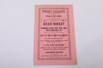 FOOD / AGRICULTURE: 1889 Wilsons Catalogue. Seed Wheat, Strawberry Plants, German Hares.
