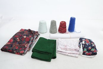 Grouping Of Material & Different Colored Yarn